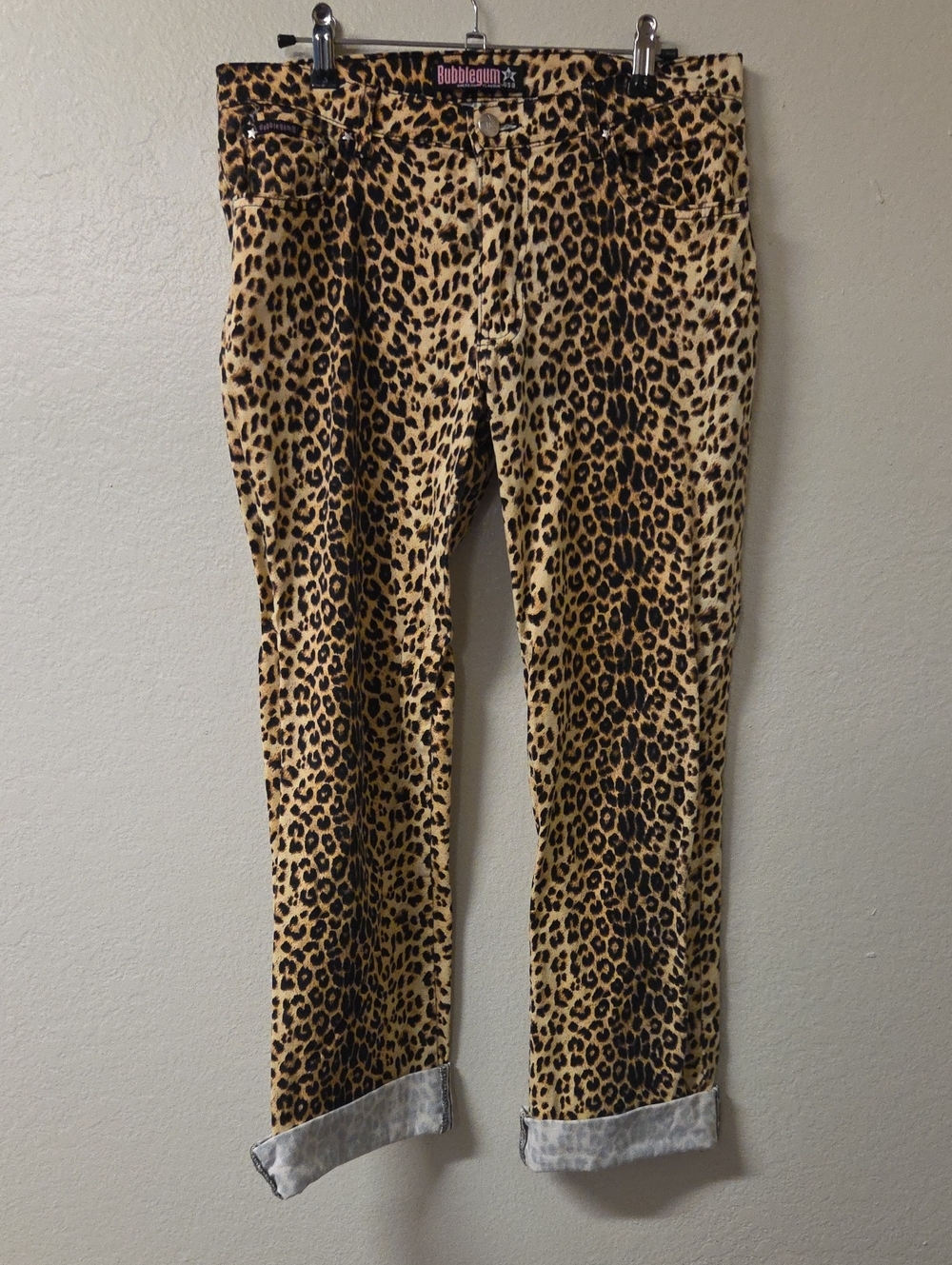 Bubblegum Pink Logo Leopard Print Jeans